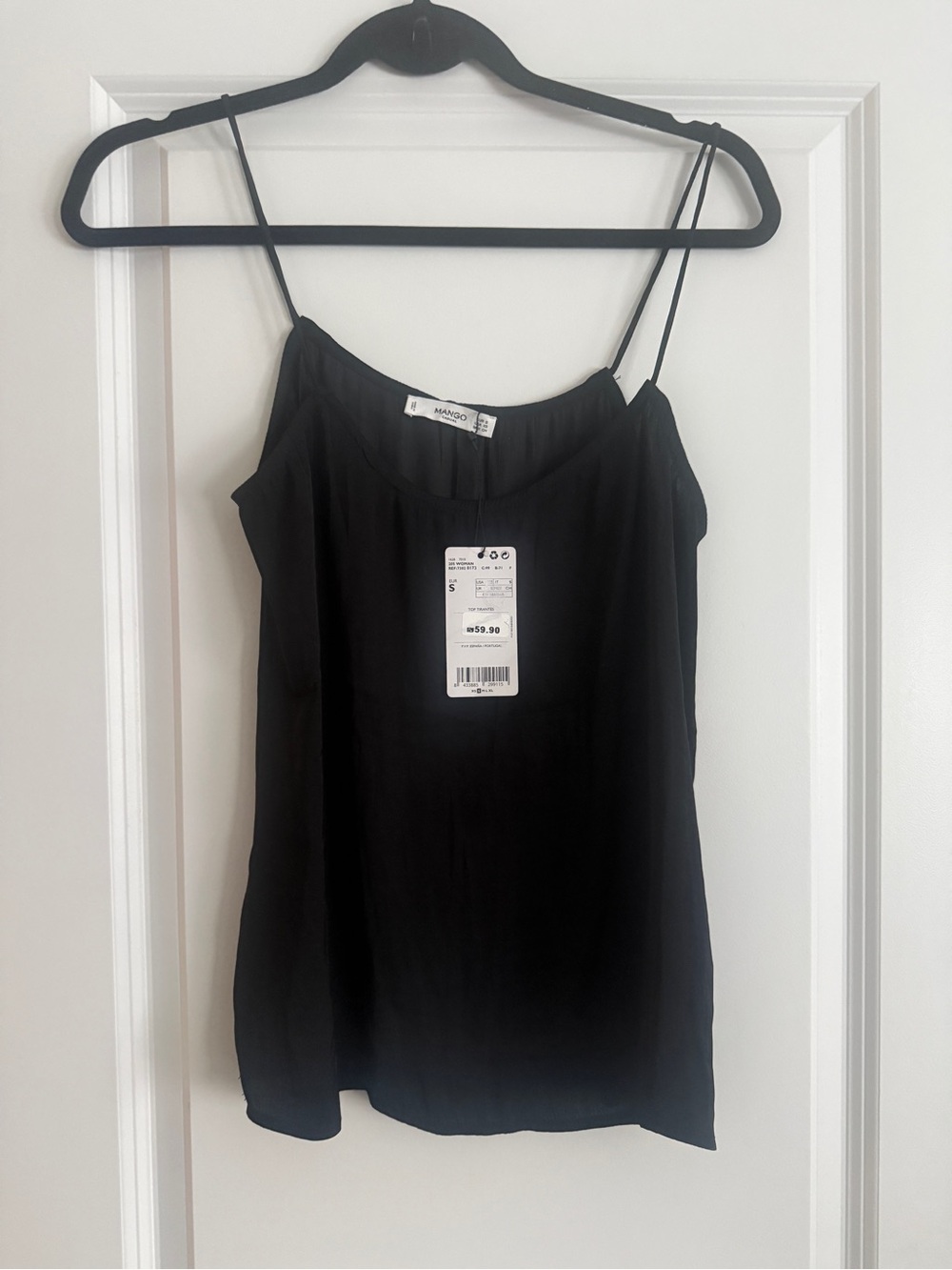 Mango Black Satin Camisole Top XS/S